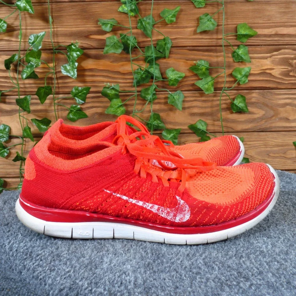 Nike Free Flyknit 4.0 Mens Running Shoes Size 9 Athletic Training Red Orange - Picture 6 of 9